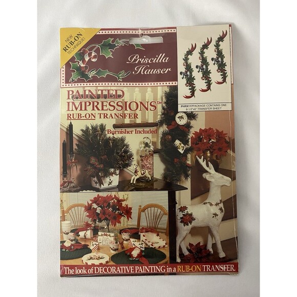 Lot Of 4) Priscilla Hauser Painted Impressions Christmas Rub-On Transfers NEW - Picture 3 of 8